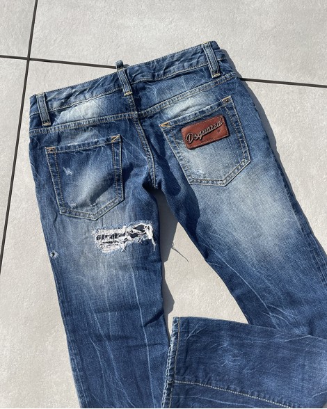 Džíny dámské Dsquared2 modré s dírami
